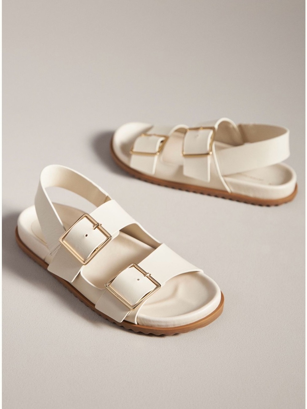 Anthropologie Square Buckle Slingback Sandals